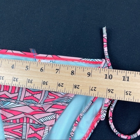 O'rageous Bikini Bottom Girls Medium Pink Green Tie Sides - Picture 6 of 8